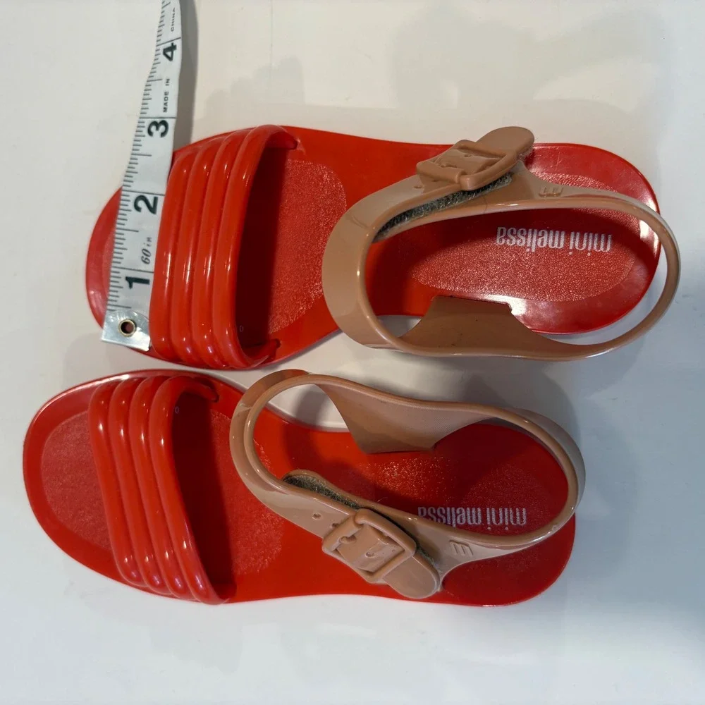 Mini Melissa Red Tan Jelly Sandals Toddler Girls Size 11 US 07GR23BR Brazil